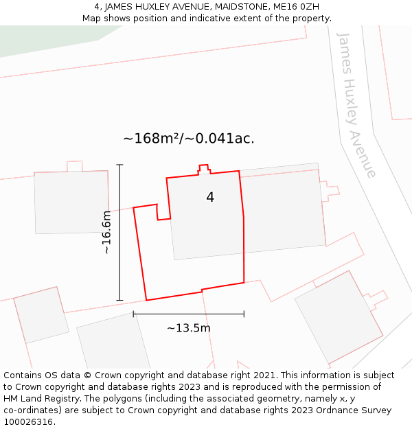 4, JAMES HUXLEY AVENUE, MAIDSTONE, ME16 0ZH: Plot and title map
