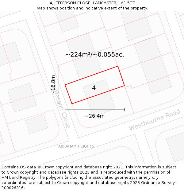 4, JEFFERSON CLOSE, LANCASTER, LA1 5EZ: Plot and title map