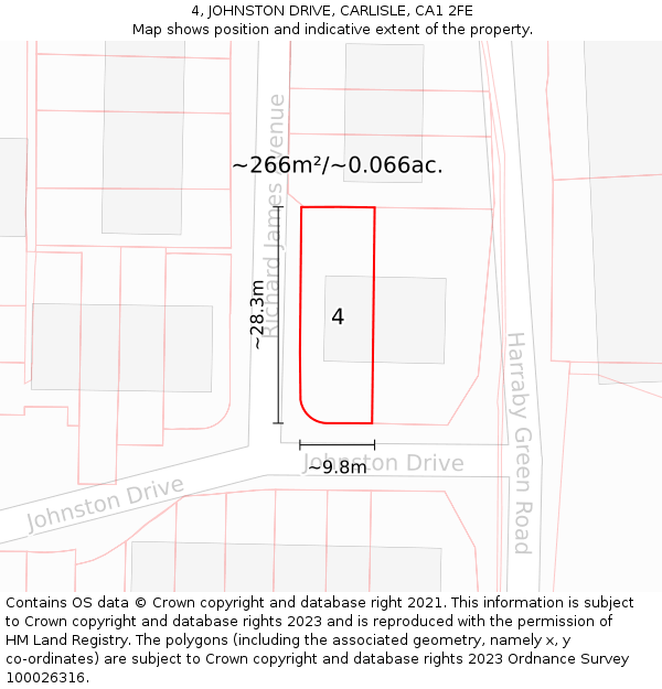 4, JOHNSTON DRIVE, CARLISLE, CA1 2FE: Plot and title map
