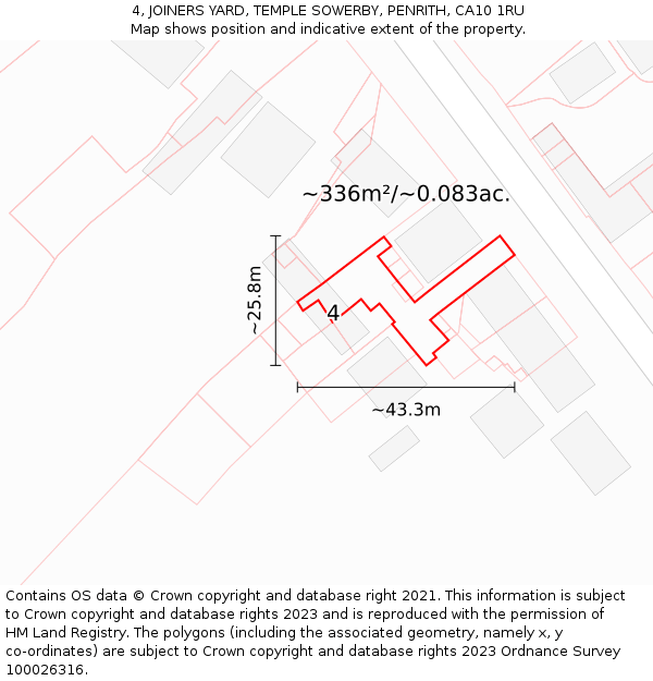 4, JOINERS YARD, TEMPLE SOWERBY, PENRITH, CA10 1RU: Plot and title map