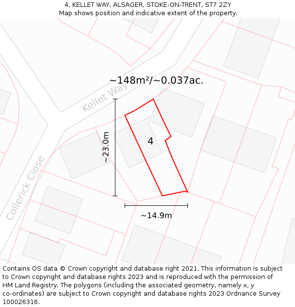 4, KELLET WAY, ALSAGER, STOKE-ON-TRENT, ST7 2ZY: Plot and title map