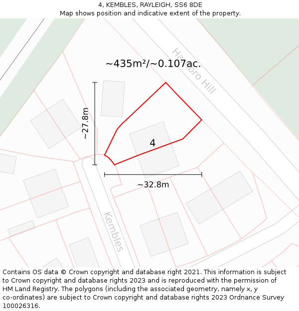 4, KEMBLES, RAYLEIGH, SS6 8DE: Plot and title map