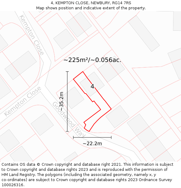 4, KEMPTON CLOSE, NEWBURY, RG14 7RS: Plot and title map