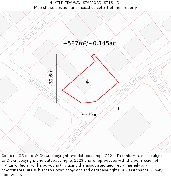 4, KENNEDY WAY, STAFFORD, ST16 1SH: Plot and title map