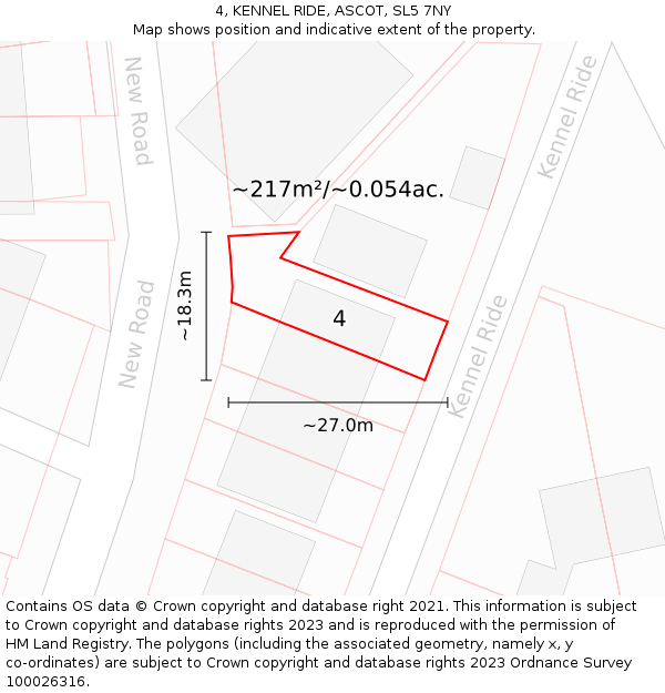 4, KENNEL RIDE, ASCOT, SL5 7NY: Plot and title map