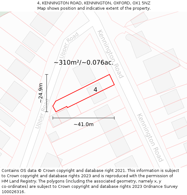 4, KENNINGTON ROAD, KENNINGTON, OXFORD, OX1 5NZ: Plot and title map