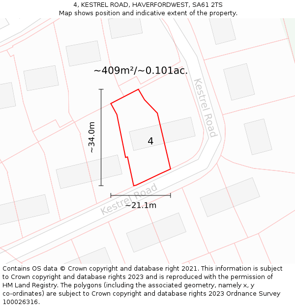 4, KESTREL ROAD, HAVERFORDWEST, SA61 2TS: Plot and title map