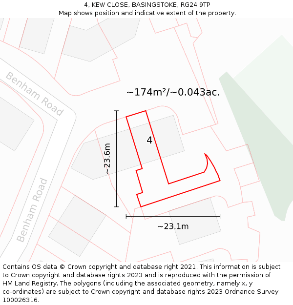 4, KEW CLOSE, BASINGSTOKE, RG24 9TP: Plot and title map