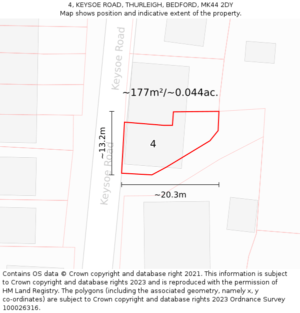 4, KEYSOE ROAD, THURLEIGH, BEDFORD, MK44 2DY: Plot and title map