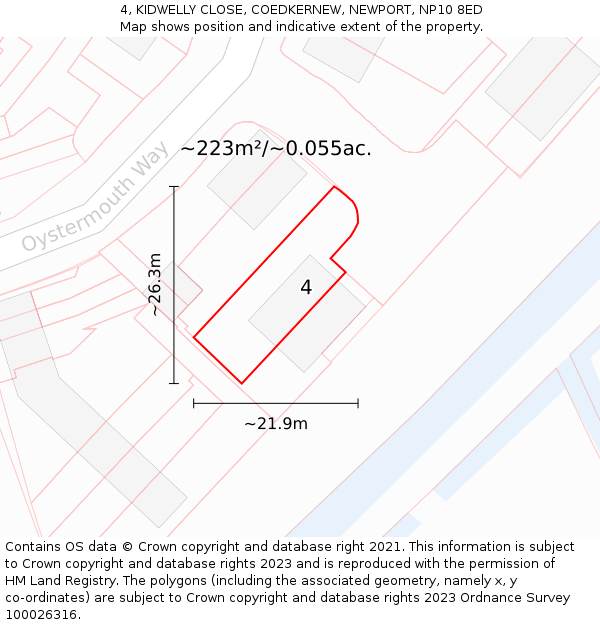 4, KIDWELLY CLOSE, COEDKERNEW, NEWPORT, NP10 8ED: Plot and title map