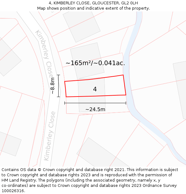 4, KIMBERLEY CLOSE, GLOUCESTER, GL2 0LH: Plot and title map