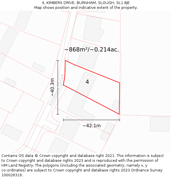 4, KIMBERS DRIVE, BURNHAM, SLOUGH, SL1 8JE: Plot and title map