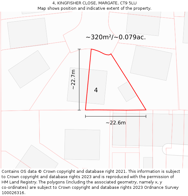 4, KINGFISHER CLOSE, MARGATE, CT9 5LU: Plot and title map