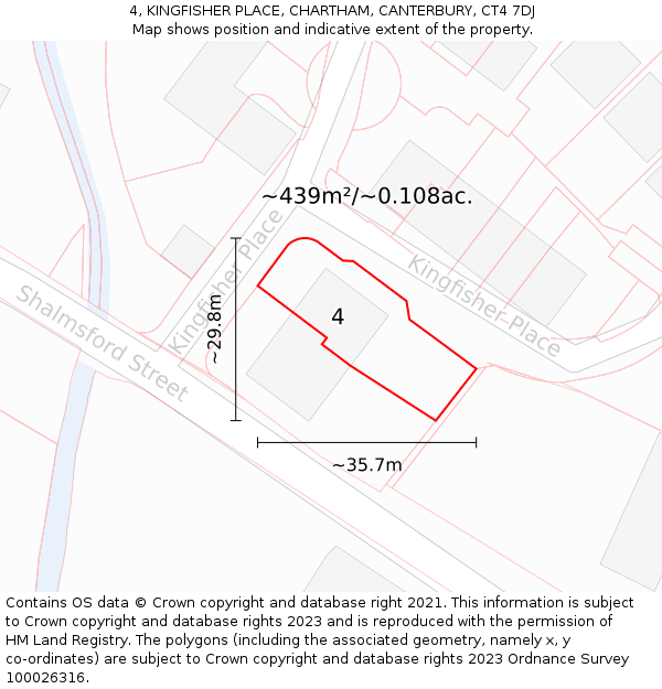 4, KINGFISHER PLACE, CHARTHAM, CANTERBURY, CT4 7DJ: Plot and title map