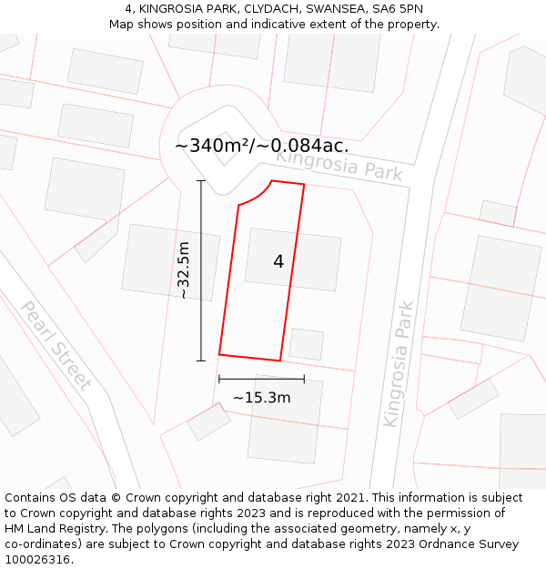 4, KINGROSIA PARK, CLYDACH, SWANSEA, SA6 5PN: Plot and title map