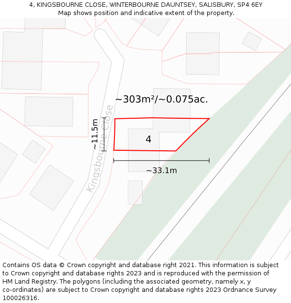 4, KINGSBOURNE CLOSE, WINTERBOURNE DAUNTSEY, SALISBURY, SP4 6EY: Plot and title map
