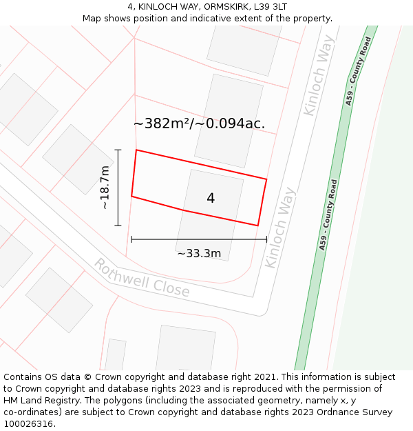 4, KINLOCH WAY, ORMSKIRK, L39 3LT: Plot and title map