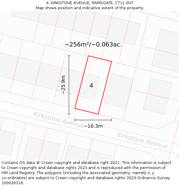 4, KIRKSTONE AVENUE, RAMSGATE, CT11 0NT: Plot and title map