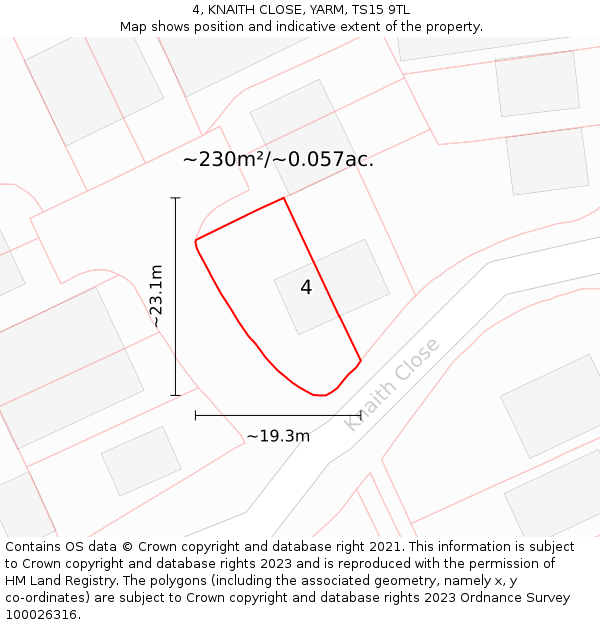 4, KNAITH CLOSE, YARM, TS15 9TL: Plot and title map