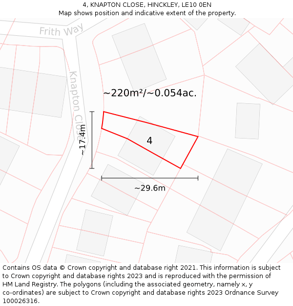 4, KNAPTON CLOSE, HINCKLEY, LE10 0EN: Plot and title map