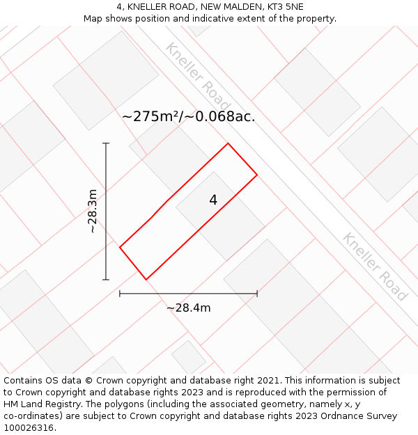 4, KNELLER ROAD, NEW MALDEN, KT3 5NE: Plot and title map