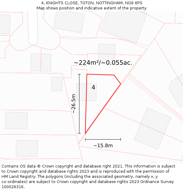 4, KNIGHTS CLOSE, TOTON, NOTTINGHAM, NG9 6PS: Plot and title map