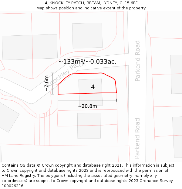 4, KNOCKLEY PATCH, BREAM, LYDNEY, GL15 6RF: Plot and title map