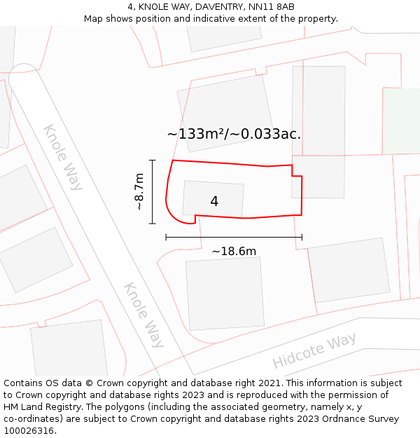 4, KNOLE WAY, DAVENTRY, NN11 8AB: Plot and title map