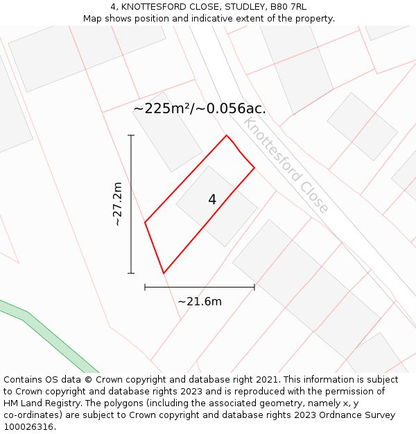 4, KNOTTESFORD CLOSE, STUDLEY, B80 7RL: Plot and title map