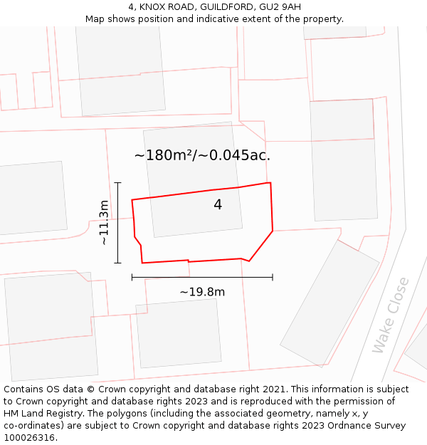 4, KNOX ROAD, GUILDFORD, GU2 9AH: Plot and title map