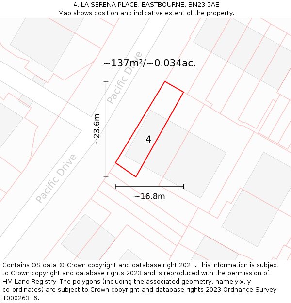 4, LA SERENA PLACE, EASTBOURNE, BN23 5AE: Plot and title map
