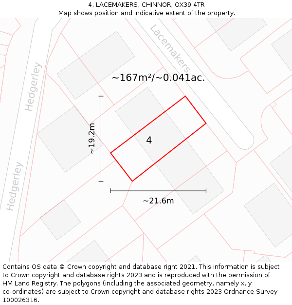 4, LACEMAKERS, CHINNOR, OX39 4TR: Plot and title map