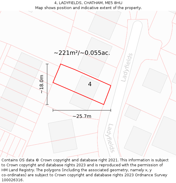 4, LADYFIELDS, CHATHAM, ME5 8HU: Plot and title map