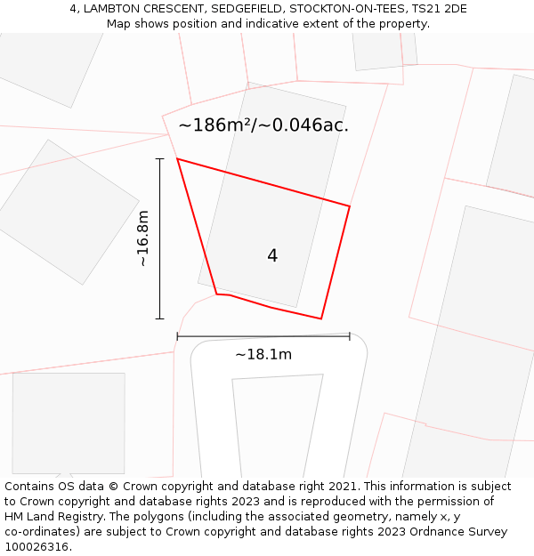 4, LAMBTON CRESCENT, SEDGEFIELD, STOCKTON-ON-TEES, TS21 2DE: Plot and title map