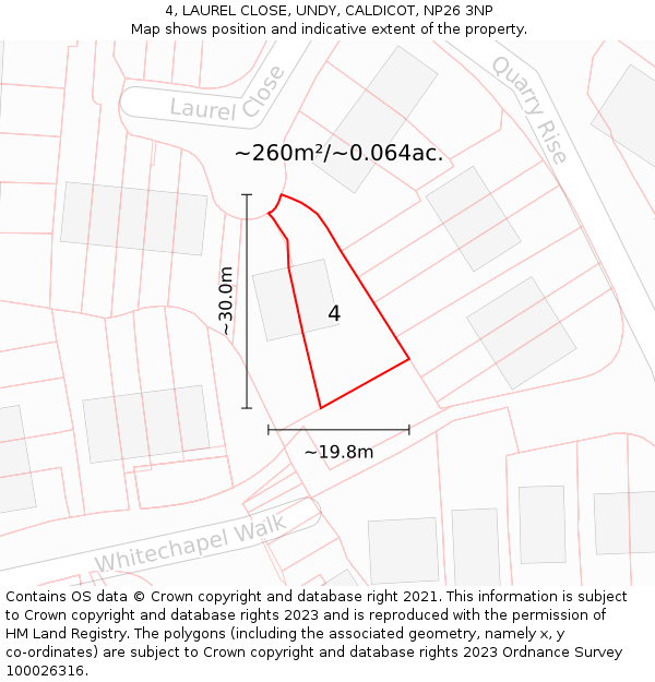 4, LAUREL CLOSE, UNDY, CALDICOT, NP26 3NP: Plot and title map