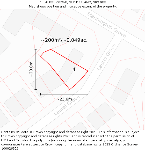 4, LAUREL GROVE, SUNDERLAND, SR2 9EE: Plot and title map