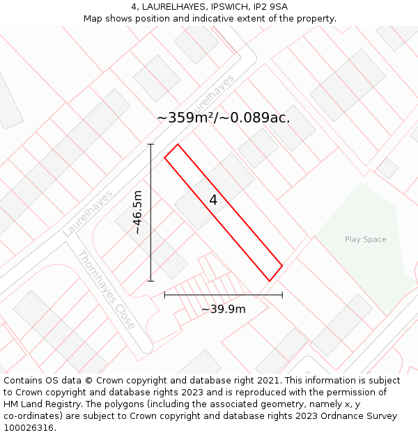 4, LAURELHAYES, IPSWICH, IP2 9SA: Plot and title map