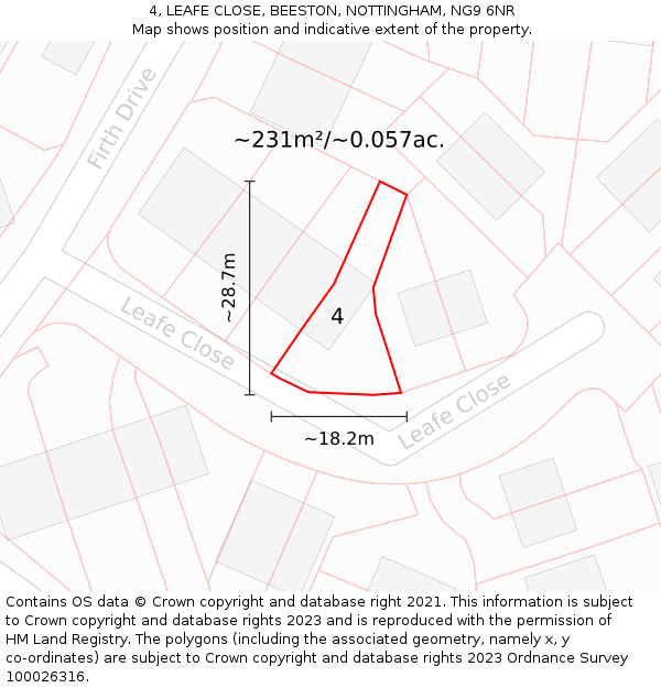 4, LEAFE CLOSE, BEESTON, NOTTINGHAM, NG9 6NR: Plot and title map