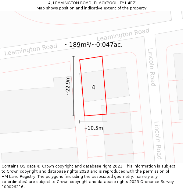 4, LEAMINGTON ROAD, BLACKPOOL, FY1 4EZ: Plot and title map
