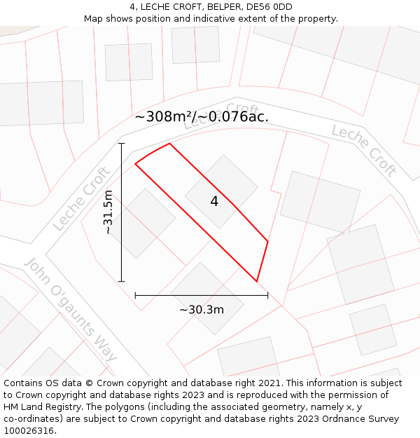 4, LECHE CROFT, BELPER, DE56 0DD: Plot and title map