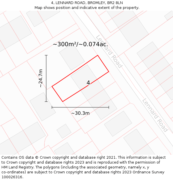 4, LENNARD ROAD, BROMLEY, BR2 8LN: Plot and title map