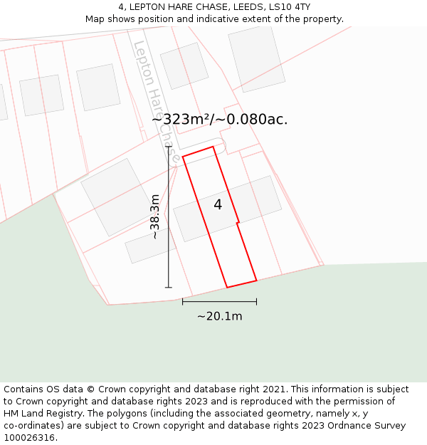 4, LEPTON HARE CHASE, LEEDS, LS10 4TY: Plot and title map