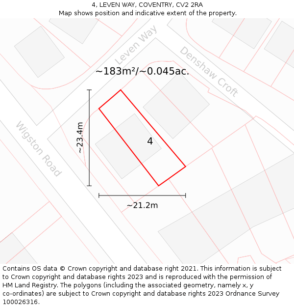 4, LEVEN WAY, COVENTRY, CV2 2RA: Plot and title map