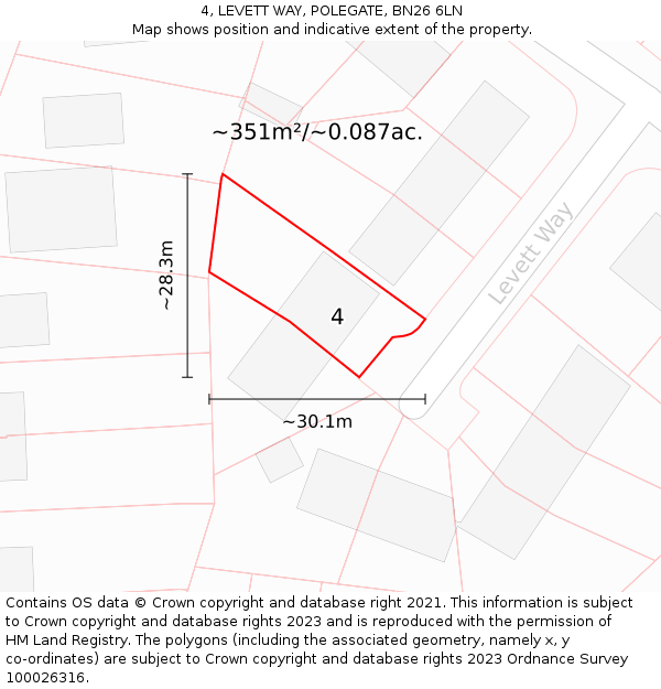 4, LEVETT WAY, POLEGATE, BN26 6LN: Plot and title map