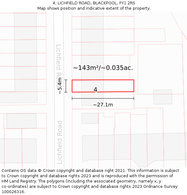 4, LICHFIELD ROAD, BLACKPOOL, FY1 2RS: Plot and title map