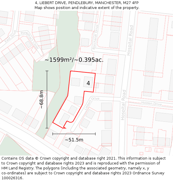 4, LIEBERT DRIVE, PENDLEBURY, MANCHESTER, M27 4FP: Plot and title map