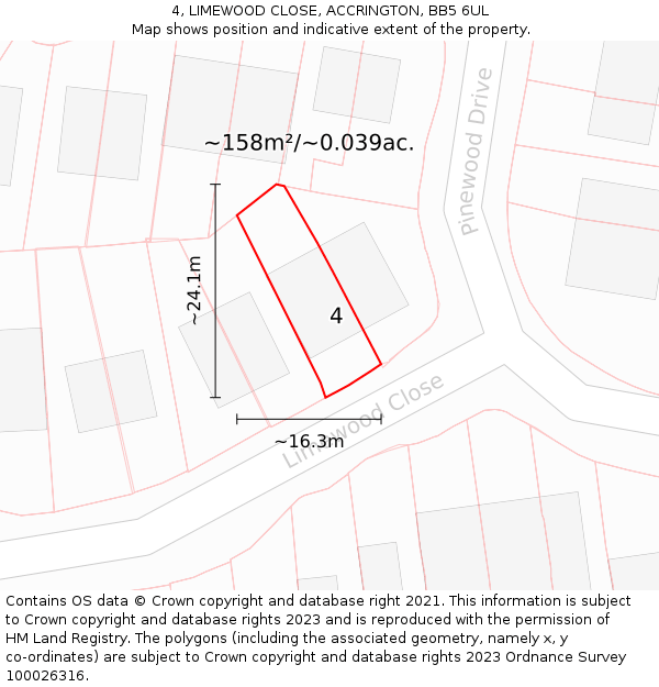 4, LIMEWOOD CLOSE, ACCRINGTON, BB5 6UL: Plot and title map