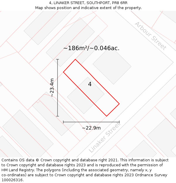 4, LINAKER STREET, SOUTHPORT, PR8 6RR: Plot and title map