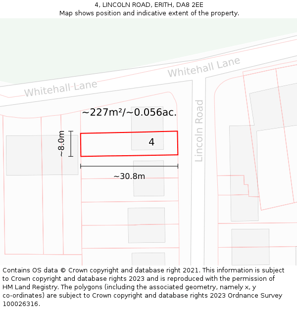 4, LINCOLN ROAD, ERITH, DA8 2EE: Plot and title map
