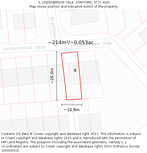 4, LINDENBROOK VALE, STAFFORD, ST17 4QN: Plot and title map